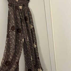 Brown Floral Women's Jumpsuit